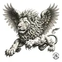 flying winged lion  tattoo design idea