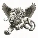 flying winged lion  tattoo design idea