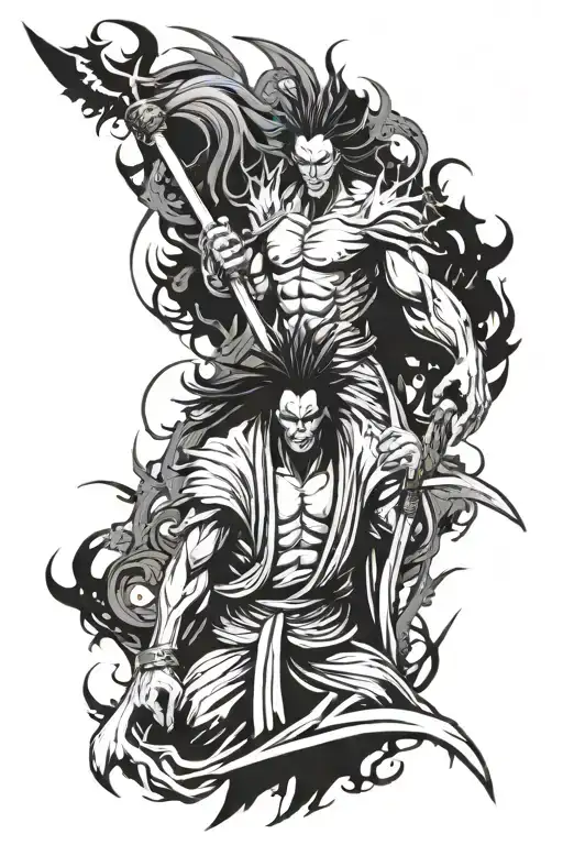 Kenpachi Bankai, Ichigo Vasto Lord, and Barragan Luisenbarn tattoo design idea