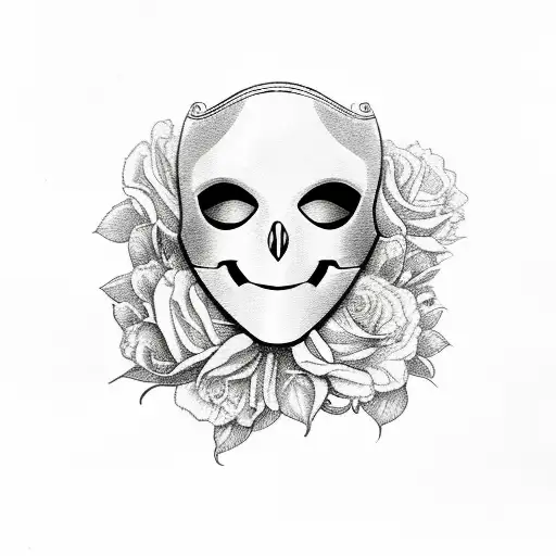 phantom of the opera mask and rose tattoo