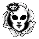 phantom of the opera mask with roses and carnations tattoo design idea
