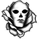 phantom of the opera mask with roses and carnations tattoo design idea