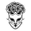 phantom of the opera mask with roses and carnations tattoo design idea