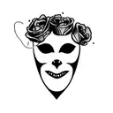 phantom of the opera mask with roses and carnations tattoo design idea