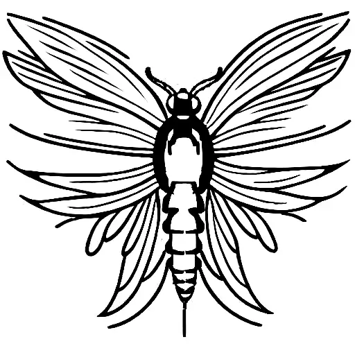 winged insect on a a funeral pyre. tattoo design idea