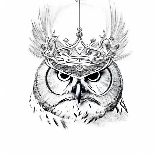 Owl wearing a crown tattoo design idea