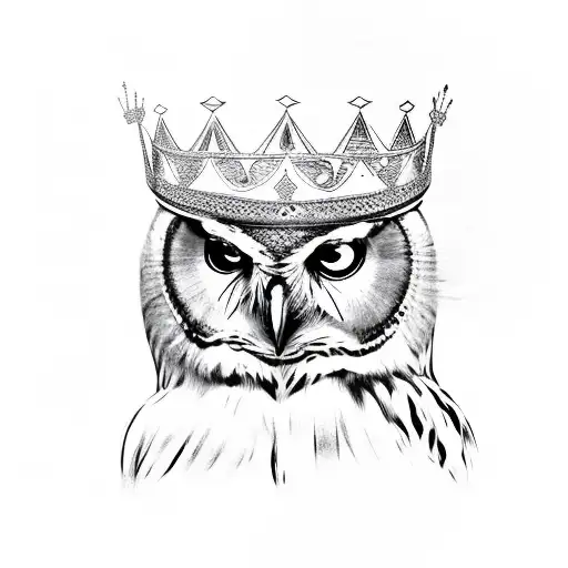 Owl wearing a crown tattoo design idea