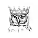 Owl wearing a crown tattoo design idea