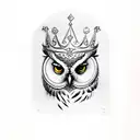 Owl wearing a crown tattoo design idea