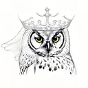 Owl wearing a crown tattoo design idea