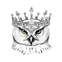 Owl wearing a crown tattoo design idea