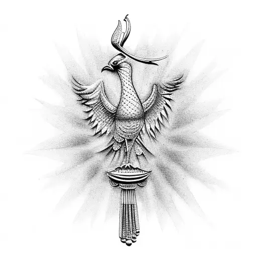 the Simurgh bird with Faravahar, the symbol of Zoroastrianism tattoo design idea