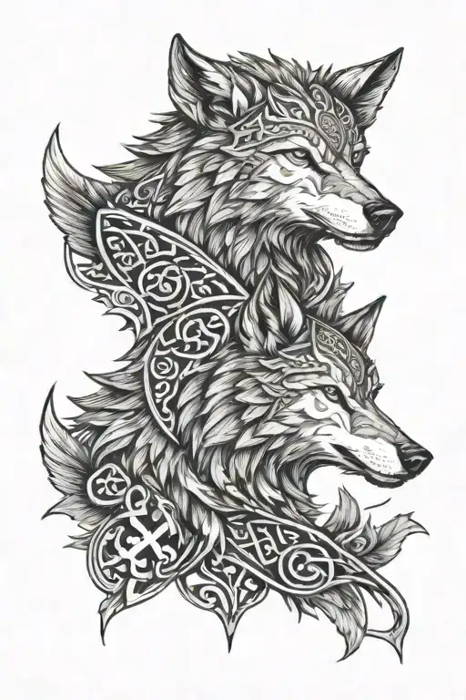 Scandinavia wolf vikingshead Vikings symbols incorporated tattoo design idea