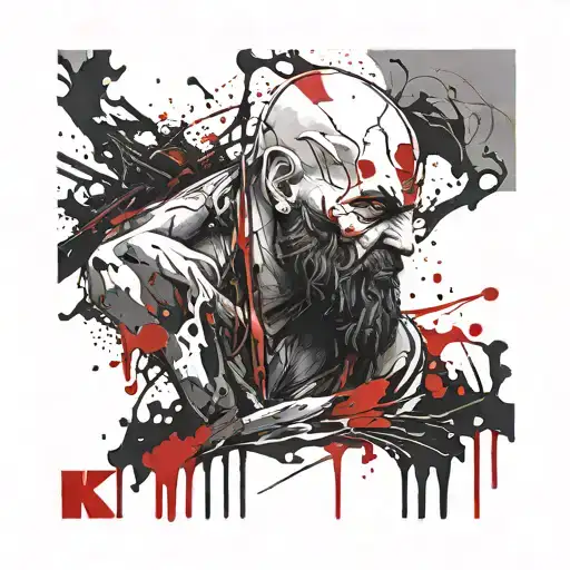 Kratos and blood dripping tattoo design idea