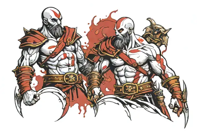 Kratos and blood tattoo design idea