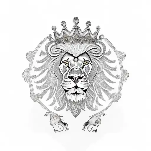 Leo lion with polish crown and wrapped in polish, South Korean, and American flag tattoo design idea