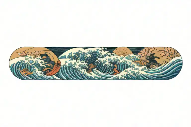 Sparta and the Chinese wave tattoo design idea