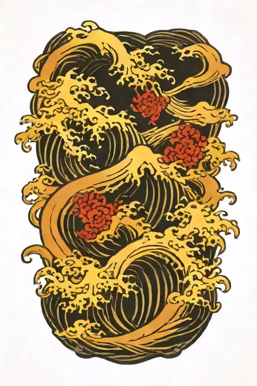 Chinese wave tattoo design idea