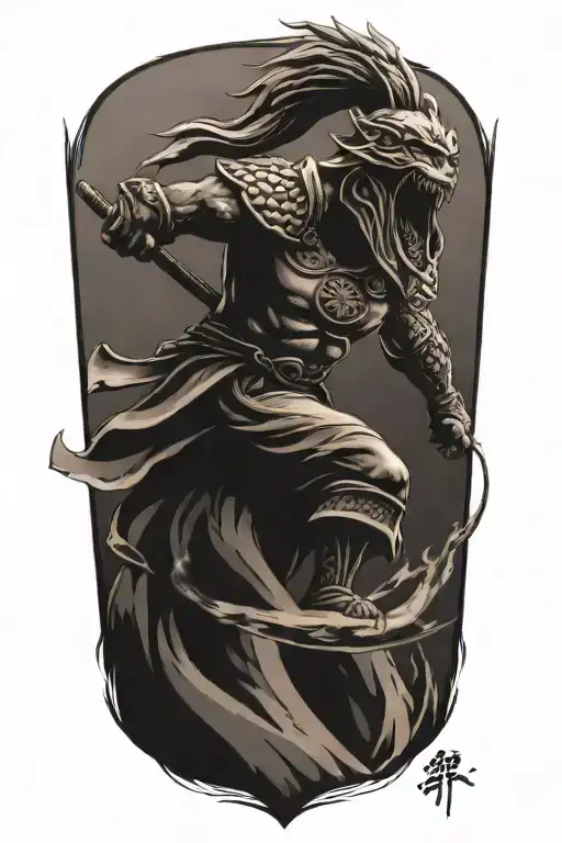 Sparta and the Chinese wave tattoo design idea