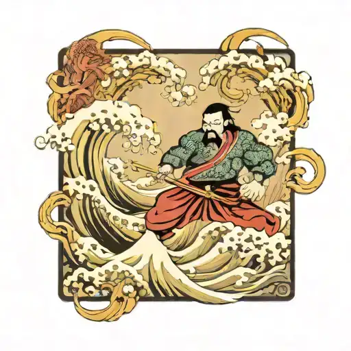 Sparta and the Chinese wave tattoo design idea