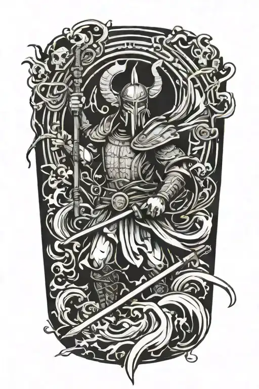 Sparta and the Chinese wave tattoo design idea