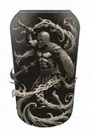 Sparta and the Chinese wave tattoo design idea