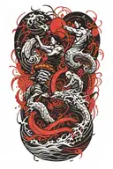 Sparta and the Chinese wave tattoo design idea