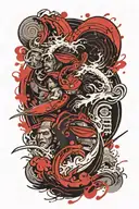 Sparta and the Chinese wave tattoo design idea