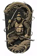 Sparta and the Chinese wave tattoo design idea