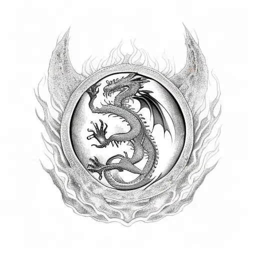 four elements and dragon tattoo design idea