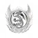 four elements and dragon tattoo design idea