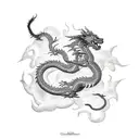 four elements and dragon tattoo design idea