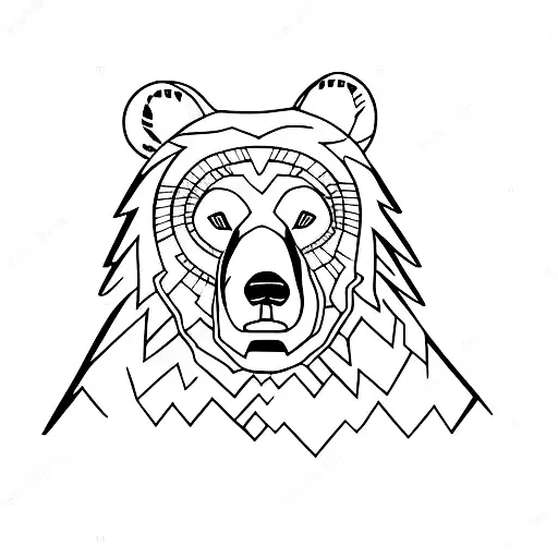 bear silhouette in an evergreen forest tattoo design idea