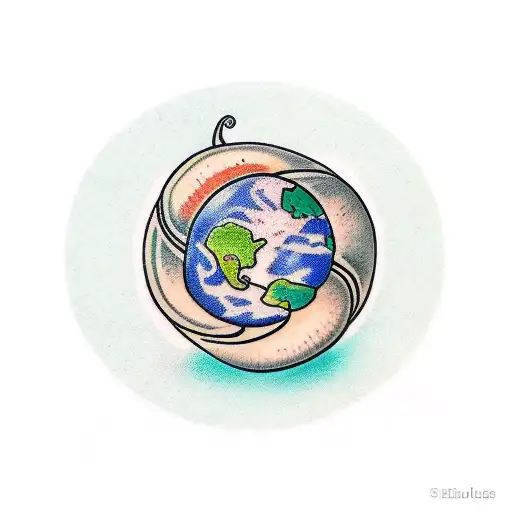 earth as a snail tattoo design idea
