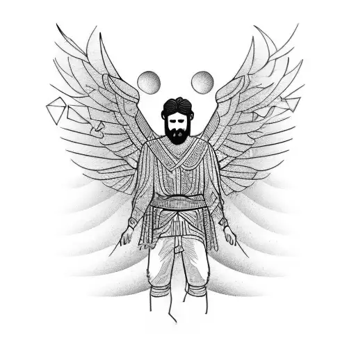 greek man with wings tattoo design idea