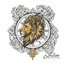 lion clock face tattoo design idea