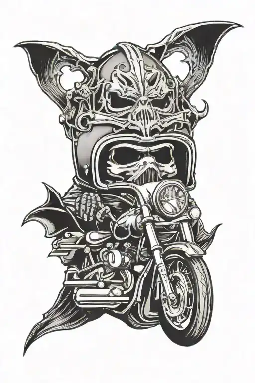 motorcycle helmet backdropped by grim reaper standing over "not today"  tattoo design idea