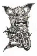 motorcycle helmet backdropped by grim reaper standing over "not today"  tattoo design idea