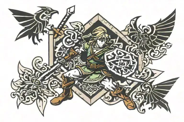 Legend Of Zelda Link tattoo design idea