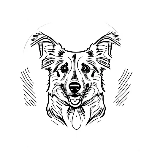 Border collie sitting with head tilted  tattoo design idea