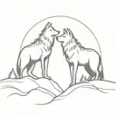2 wolves on a cliff  tattoo design idea