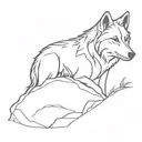 2 wolves on a cliff  tattoo design idea