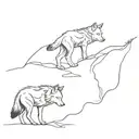 2 wolves on a cliff  tattoo design idea