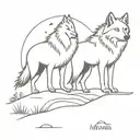 2 wolves on a hill tattoo design idea