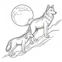 2 wolves on a hill tattoo design idea