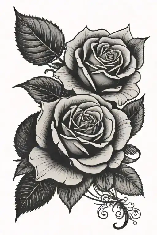 Roses and Birth Year   tattoo design idea