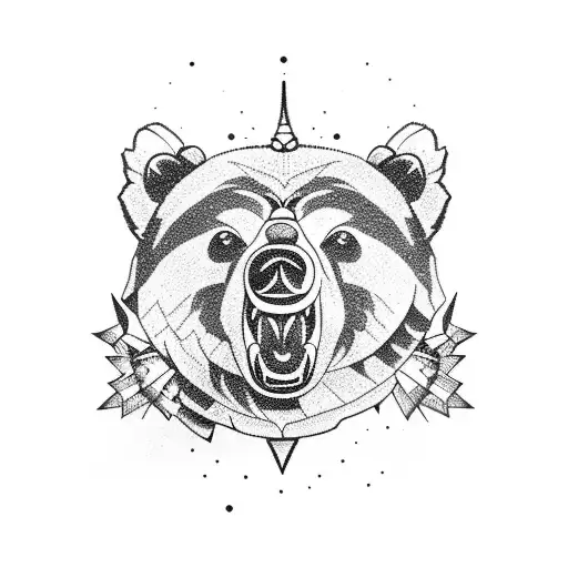 grizzly bear gun tattoo design idea