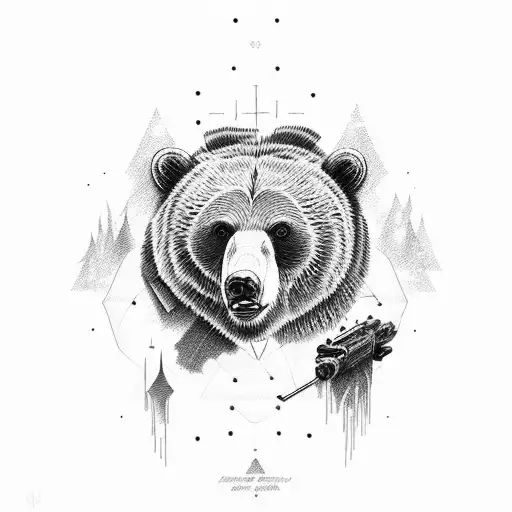 grizzly bear gun tattoo design idea