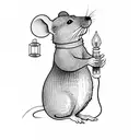a mouse holding a lantern tattoo design idea