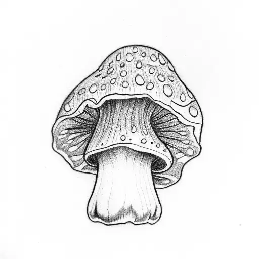 A hand drawn sketch One mushroom tattoo tattoo design idea
